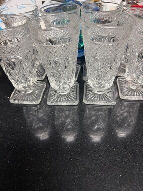 Clear Pressed Glass Footed Tumblers - Set of 8.  Imperial glass Cape Cob .